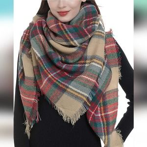 Plaid Blanket Scarf Women Big Oversized Long Scarves